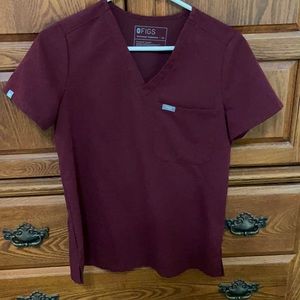 Figs Burgundy Catarina Scrub Top